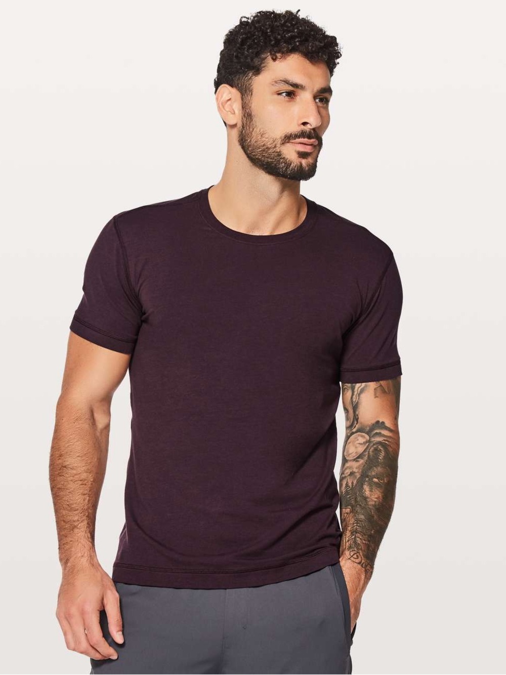 Lululemon 5 Year Basic Tee Black Cherry mens XL Pima cotton active classic gym